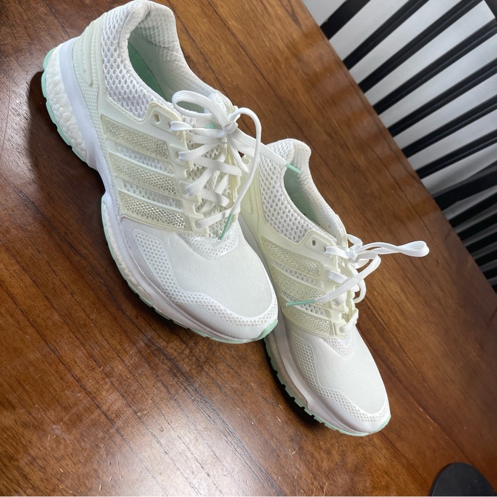 adidas White and Mint Green Women's Sneakers - Picture 2 of 9